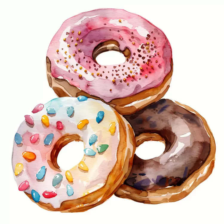 comfort food Doughnuts watercolor donuts