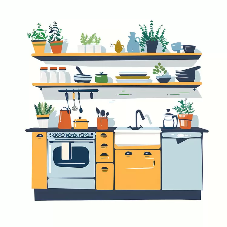 Plants Kitchen fridge shelf tiled floor