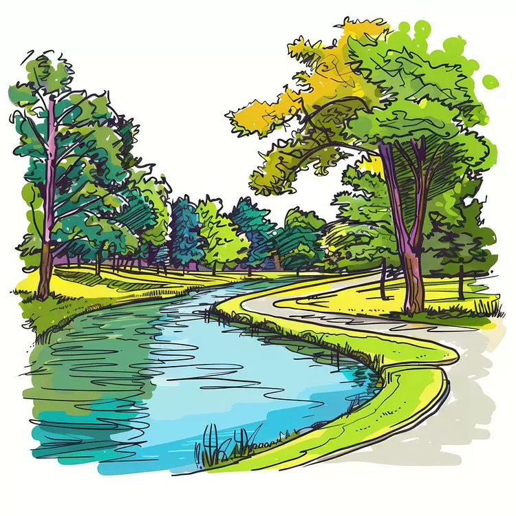 Waterway Forest Park Lake Landscape Wilderness