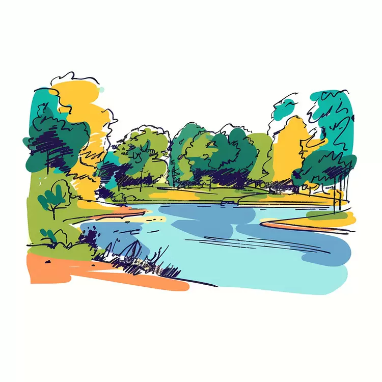 Flowers Landscape Trees Forest River