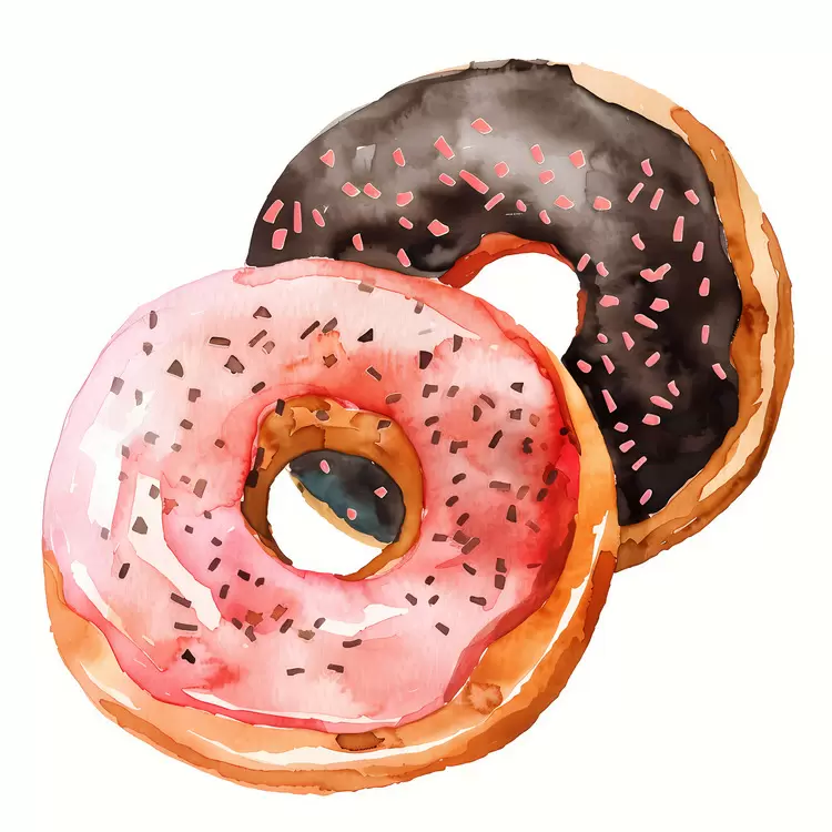 Treat Watercolor Doughnuts Donut Fancy