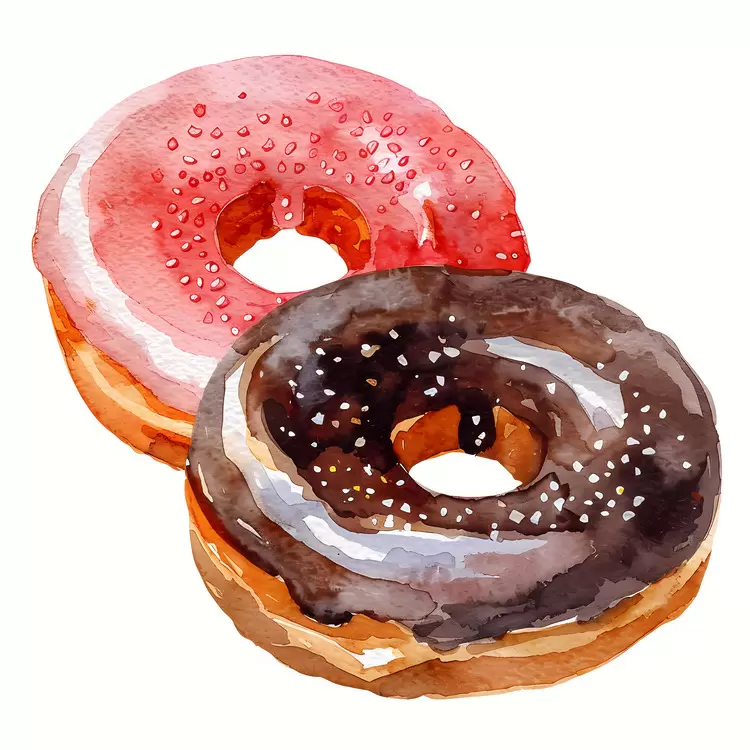 Watercolor Chocolate glaze Round shape White glaze Pink glaze