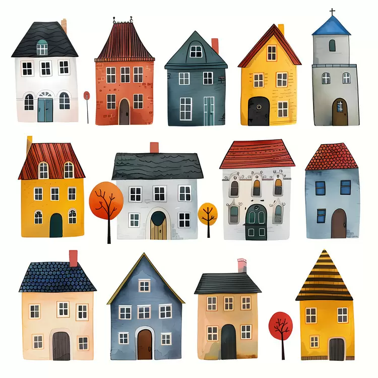colorful architecture painting watercolor home