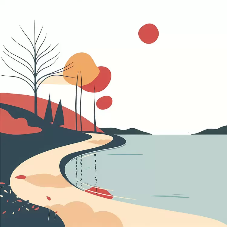 mountains water pathway paths leaves