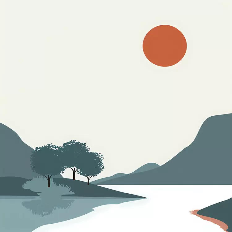 minimalism trees nature landscape sunset