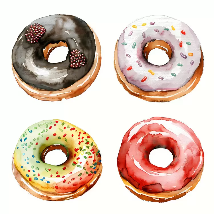 Sliced Whipped cream Sprinkles Doughnuts Chocolate