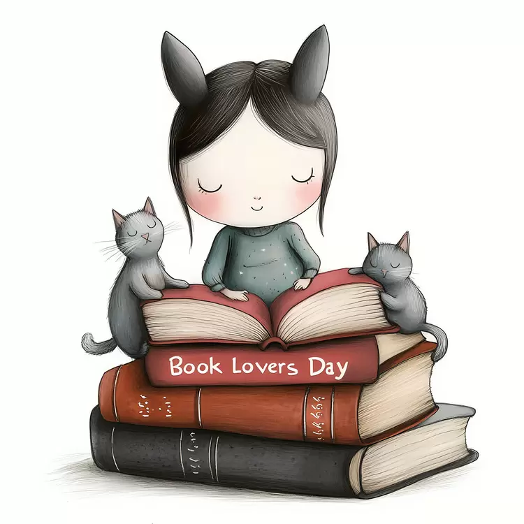 Cat Book lovers day Books Reading Cartoon