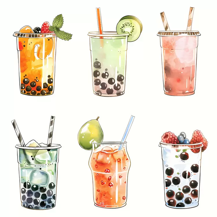 Lively and colorful Artistic and whimsical Unique design Hand-drawn Bubble Tea
