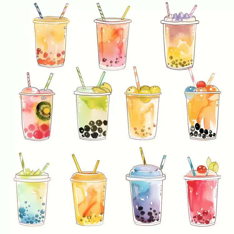 fruit flavored drink tea with fruit milk tea slushy drink boba tea