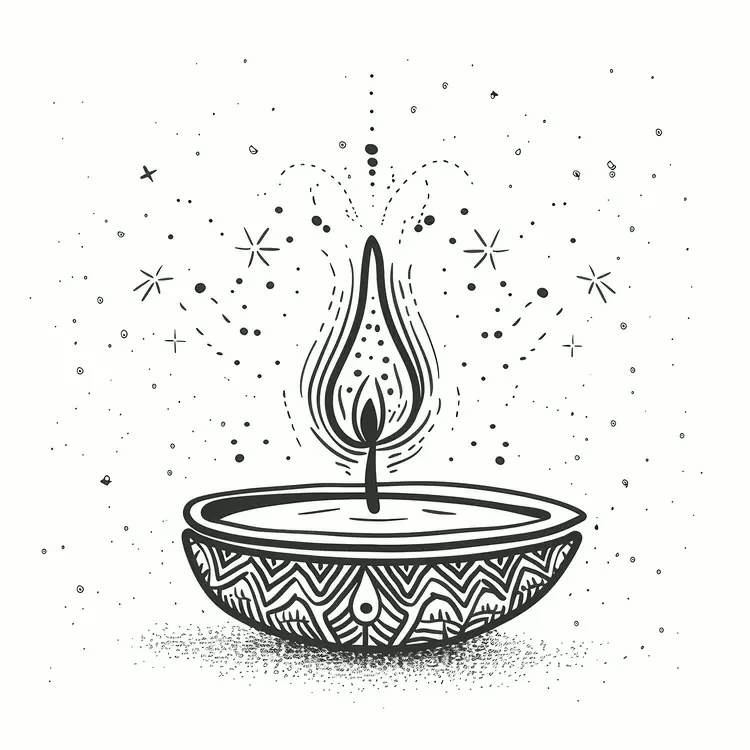 doodles decorative candle floral design calligraphy Indian design