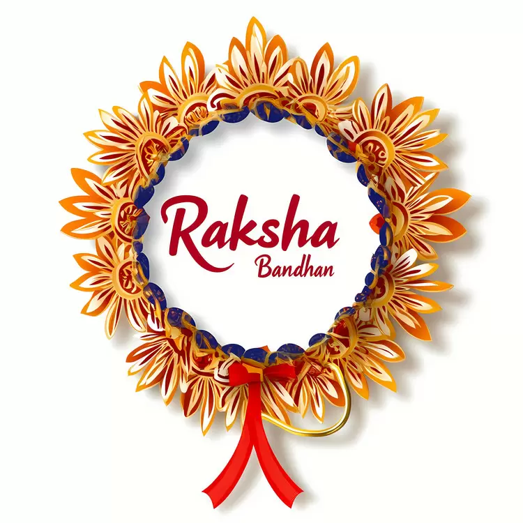Yellow Flowers Decorative Design White Background Red Ribbon Raksha Bandhan