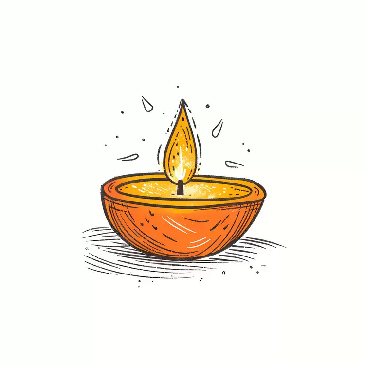 fire candle hand drawn light flame