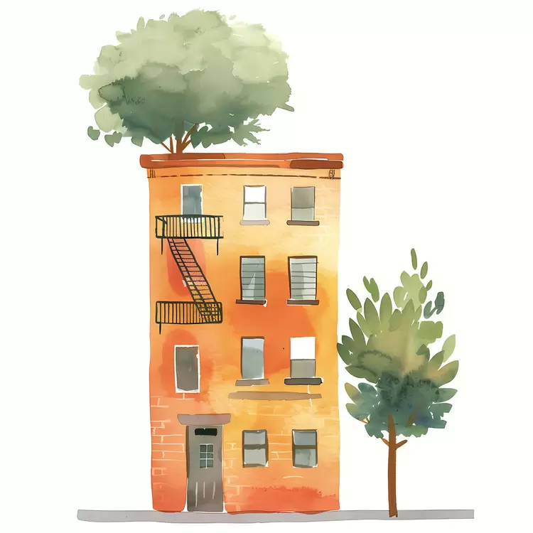 architecture cityscape orange house tree