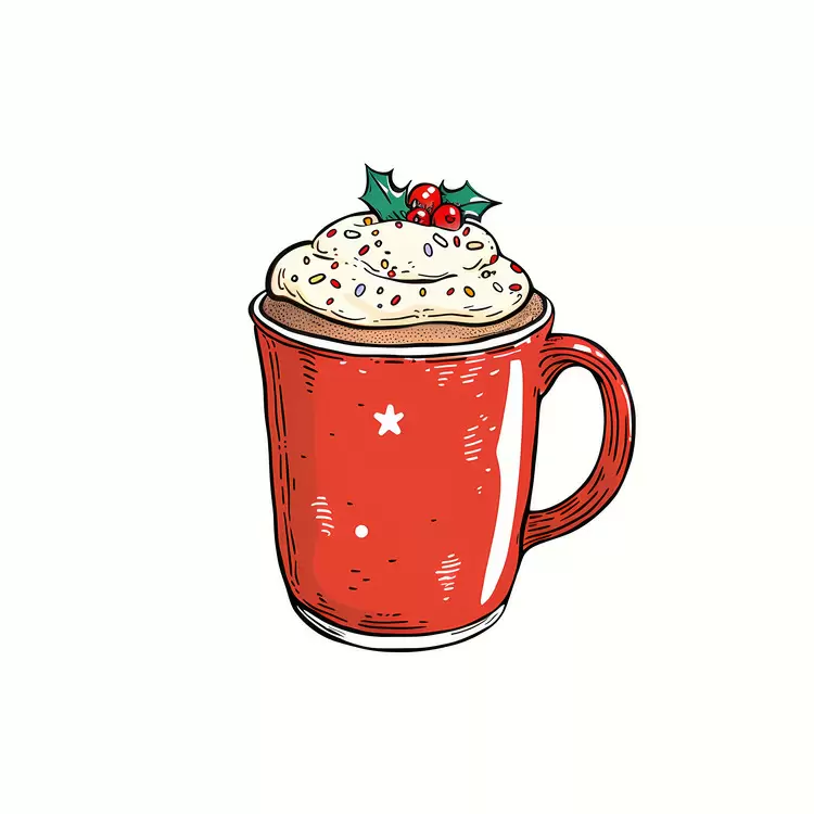 Christmas dessert mug holiday drink merry cup red cup with whipped cream warm beverage