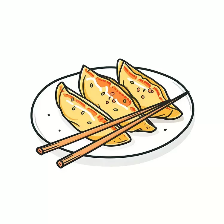 3D Chinese food Cartoon Dumpling Line art