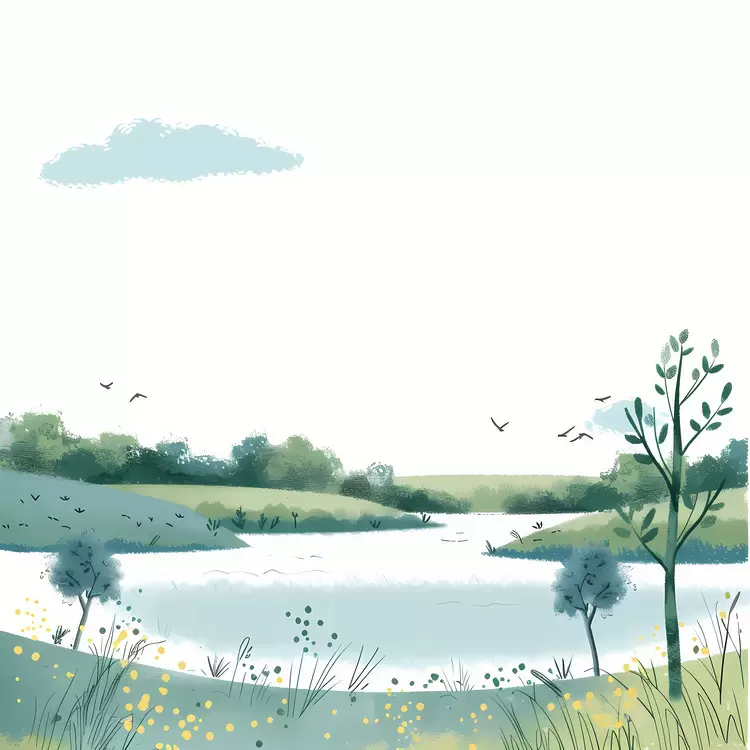 sky nature hills grass birds