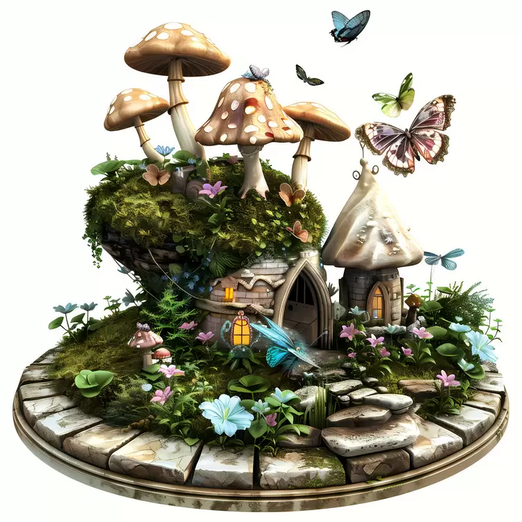 fairies flowers Fairy Garden mushrooms
