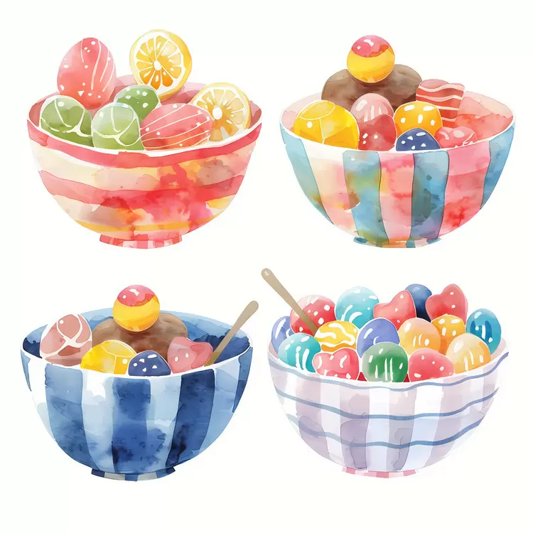 Decorative eggs Spring time Happy Easter candy bowl Food