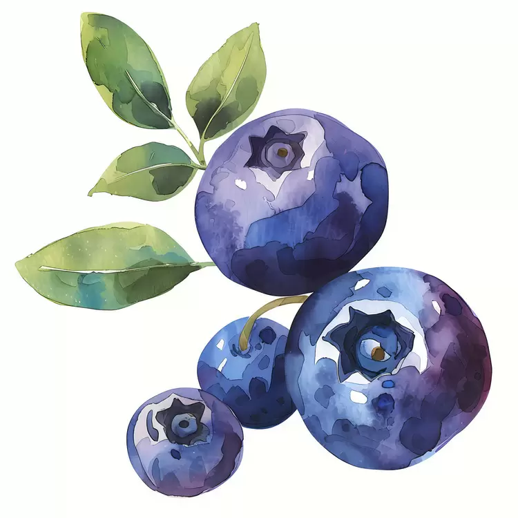 Fruits and vegetables Watercolor Green leaves Elegant