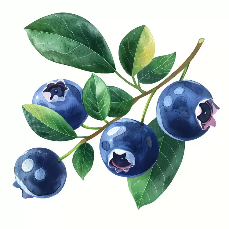 Blueberries Blueberry Realistic Watercolor Fruit