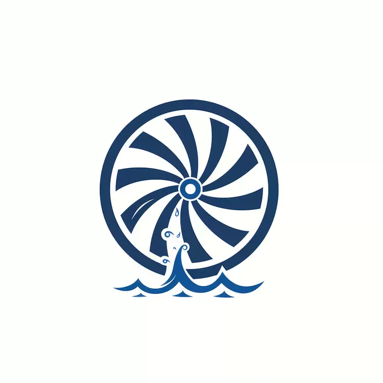 Blue Wheel Logo Spinning Wheel Logo Swirling Wheel Logo Water Wheel Rotating Wheel Logo