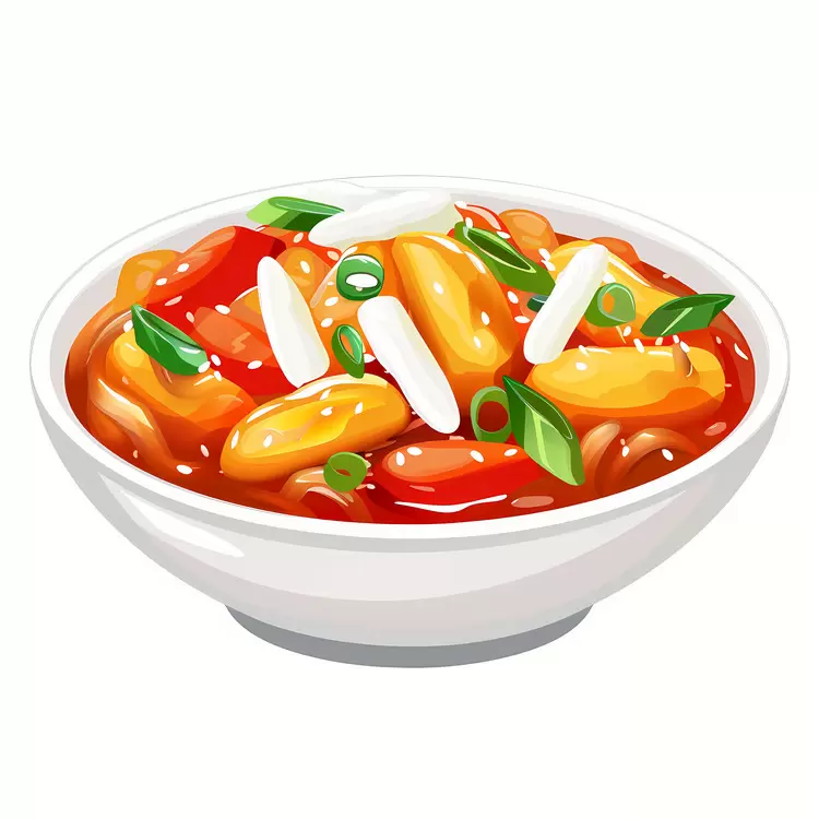 Cheesy Tteokbokki peanuts ginger sauce tomato red onion