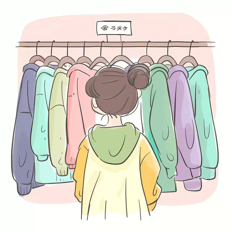 Cartoon Colorful clothes Retail Wardrobe Girl