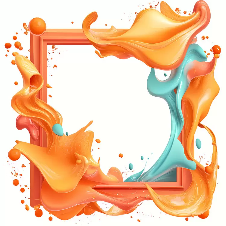 paint splatters orange liquid splashing liquid painting frame