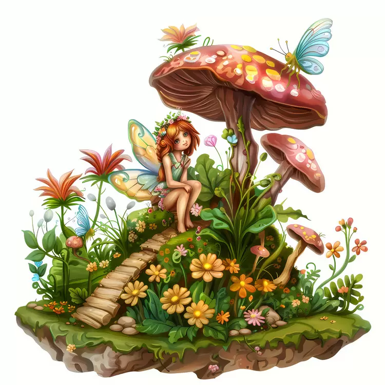 Fairy Garden mushrooms ferns toadstool moss