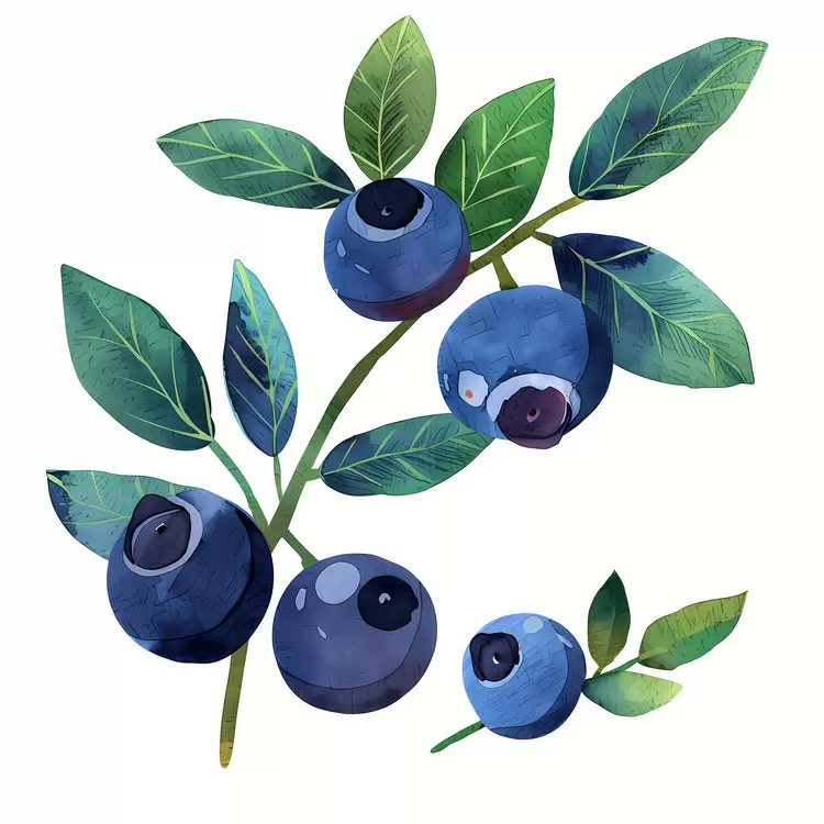 Watercolor Artistic Blueberry Fruit Summer