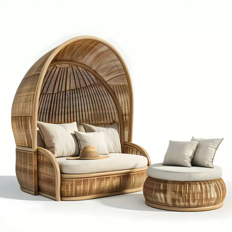 Chaise Wood Hammock Wicker Outdoor