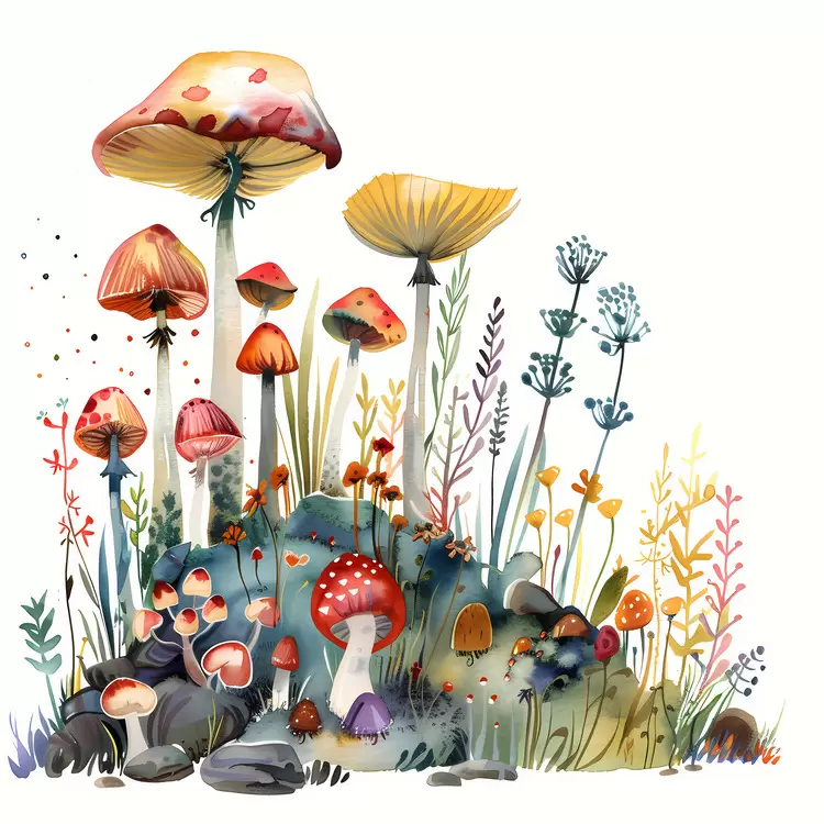 Botanical Colorful Flora Wildlife Watercolor