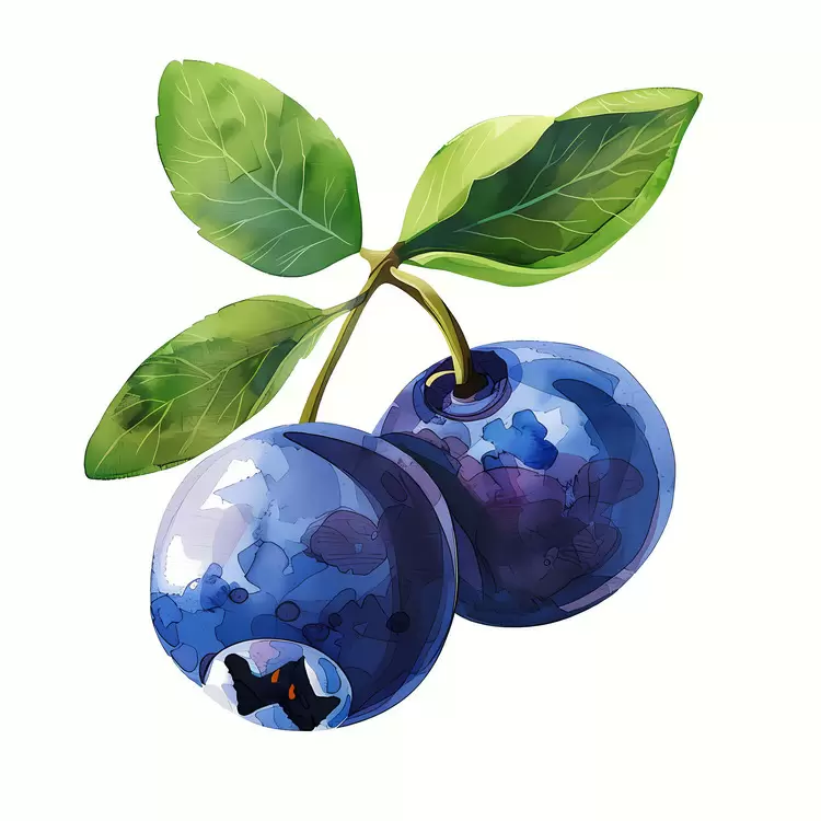 Blueberry Nature Fruit Watercolor Blueberries