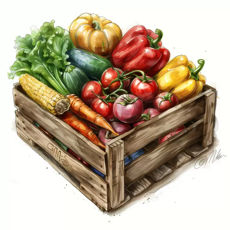 Ripe Nutritious Seasonal Natural Wooden Crate