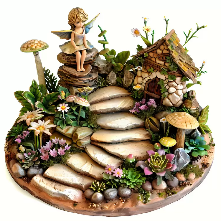 wooden bridge water fence flowers fairy