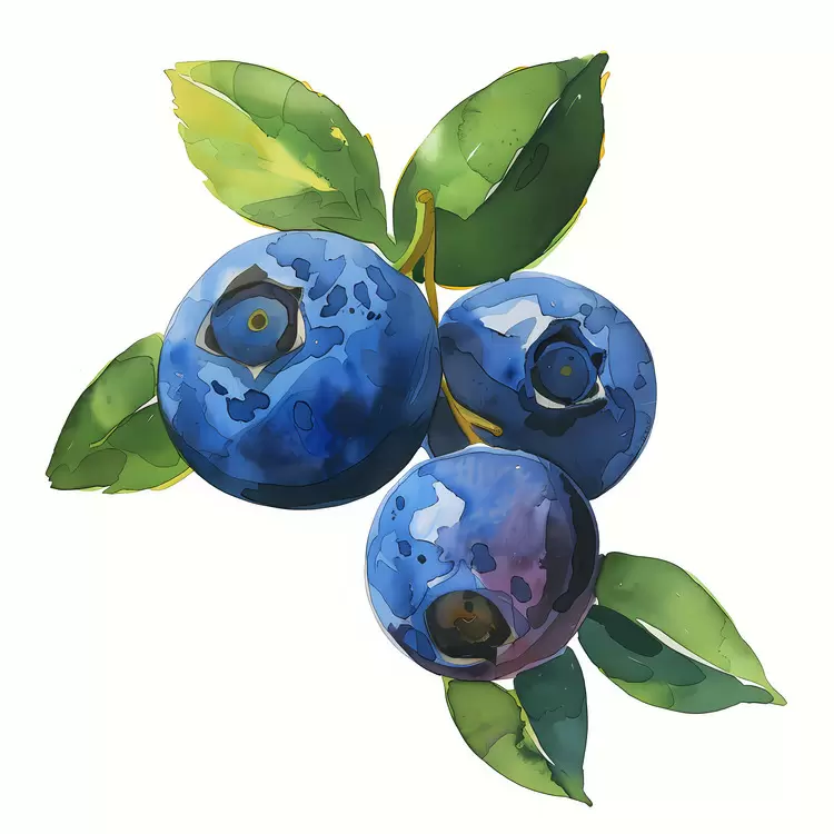 In frame Stems Watercolor Blueberry Fresh