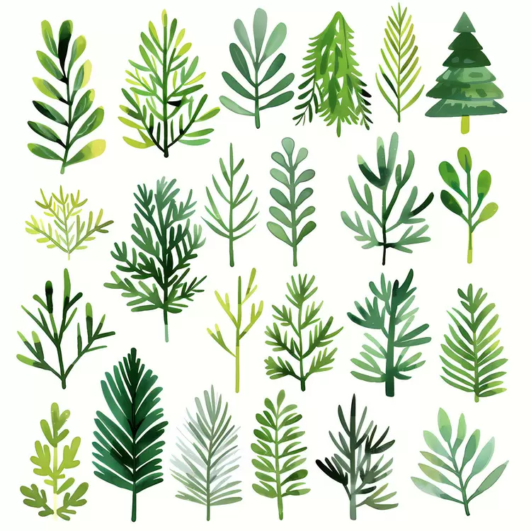 Eco friendly graphics Forest  ry Naturalistic illustrations Green trees Plant life