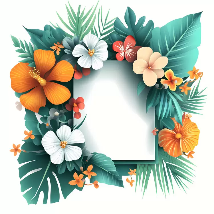 lush design floral frame jungle art colorful frame