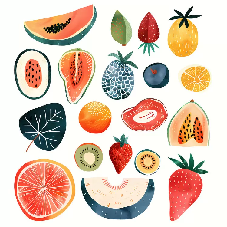 vibrant sweet sliced Fruits healthy