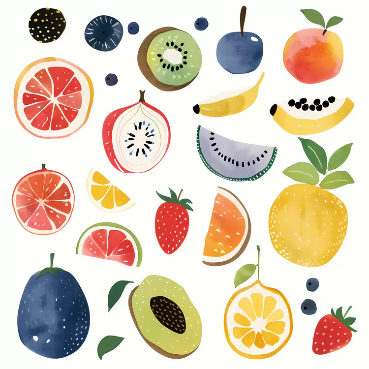 vector handmade illustration watercolor fruit