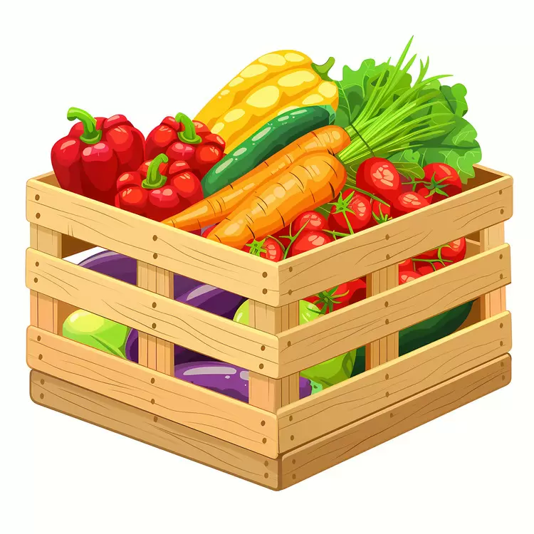 Food Seasonal fruits and vegetables Wooden crate Agriculture