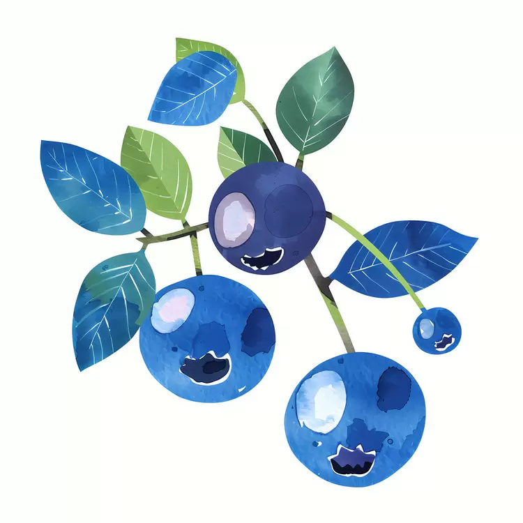 cute watercolor watercolor art illustration of fruits cute blueberries nature illustration