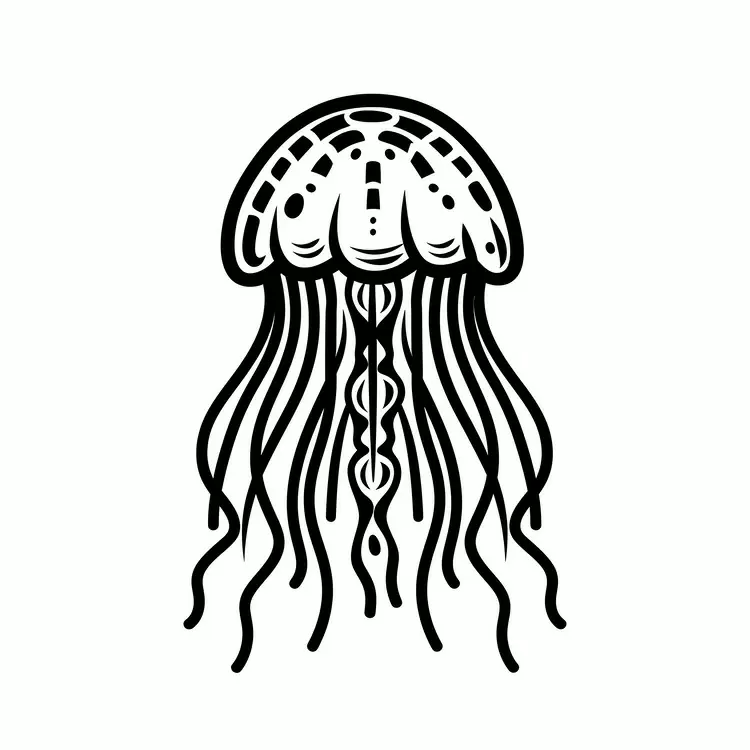 black and white simple illustration retro style clean design marine life