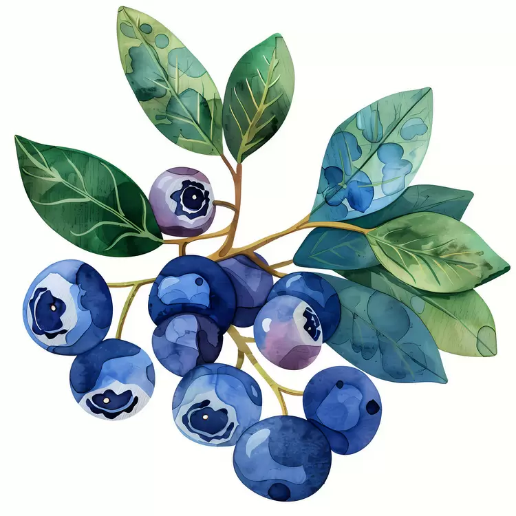 Hand painted illustration Blueberries Spring illustration Fresh food illustration Botanical illustration