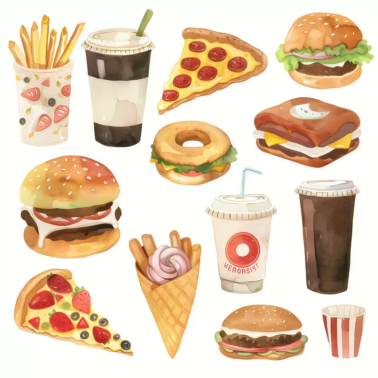 pizza fast food hot dogs milkshake chicken nuggets