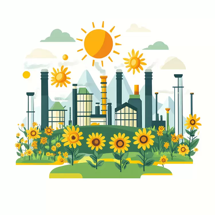 industrial farm sun greenery landscape