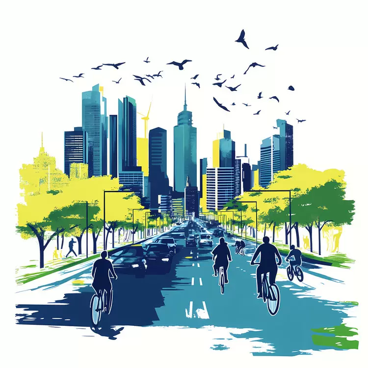 environment World Carfree Day trees urban landscape bikers