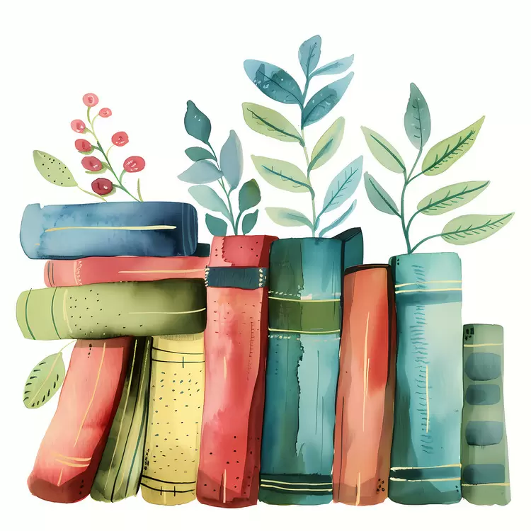books plants decorative shelves