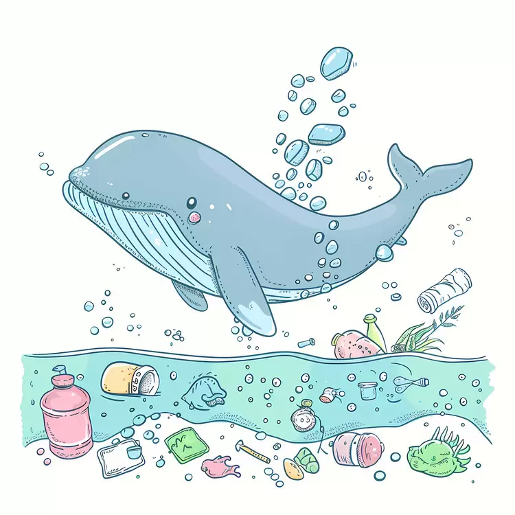 Ocean pollution plastic litter whale