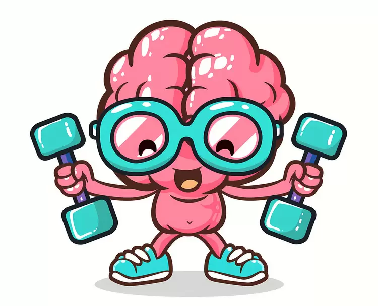 character brain exercise cartoon pink brain exercising